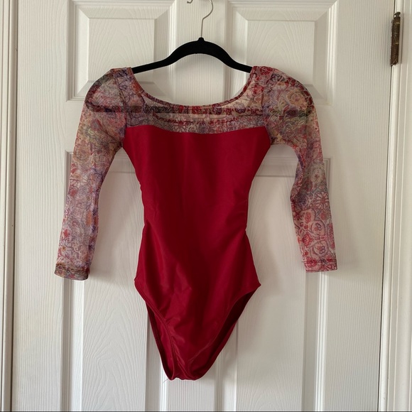 Red Mesh Leotard with open back - Picture 1 of 4